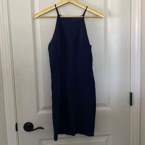 Navy Blue High Neck Mini Dress
